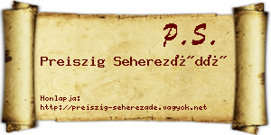 Preiszig Seherezádé névjegykártya